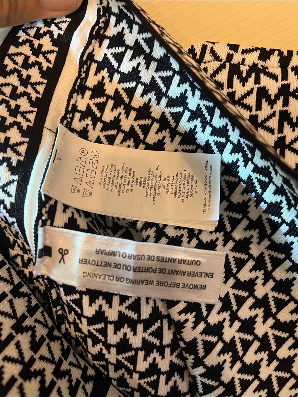 Michael Kors Black & White MK Logo Zip-Front Knit Dress - Picture 6 of 8